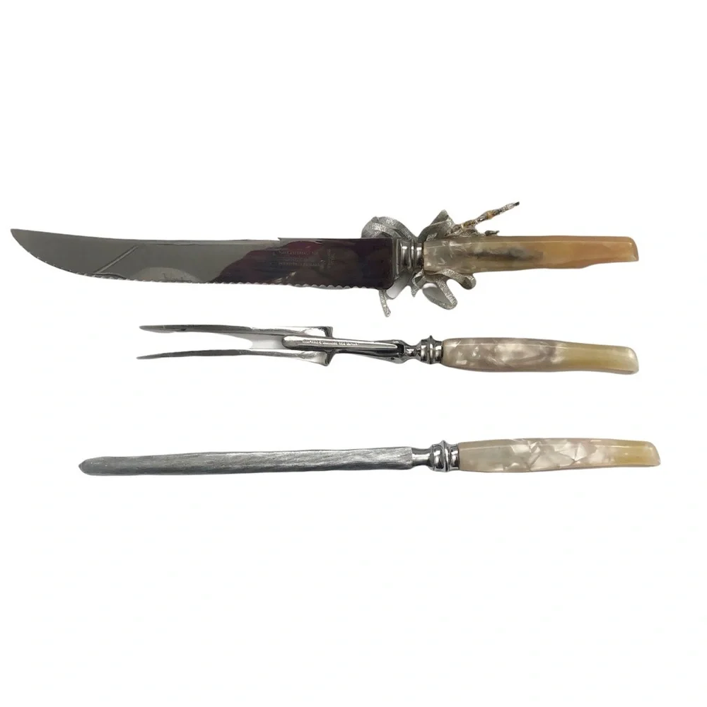 Vintage Gimbel’s Sheffield Stainless Steel Carving Set EUC
